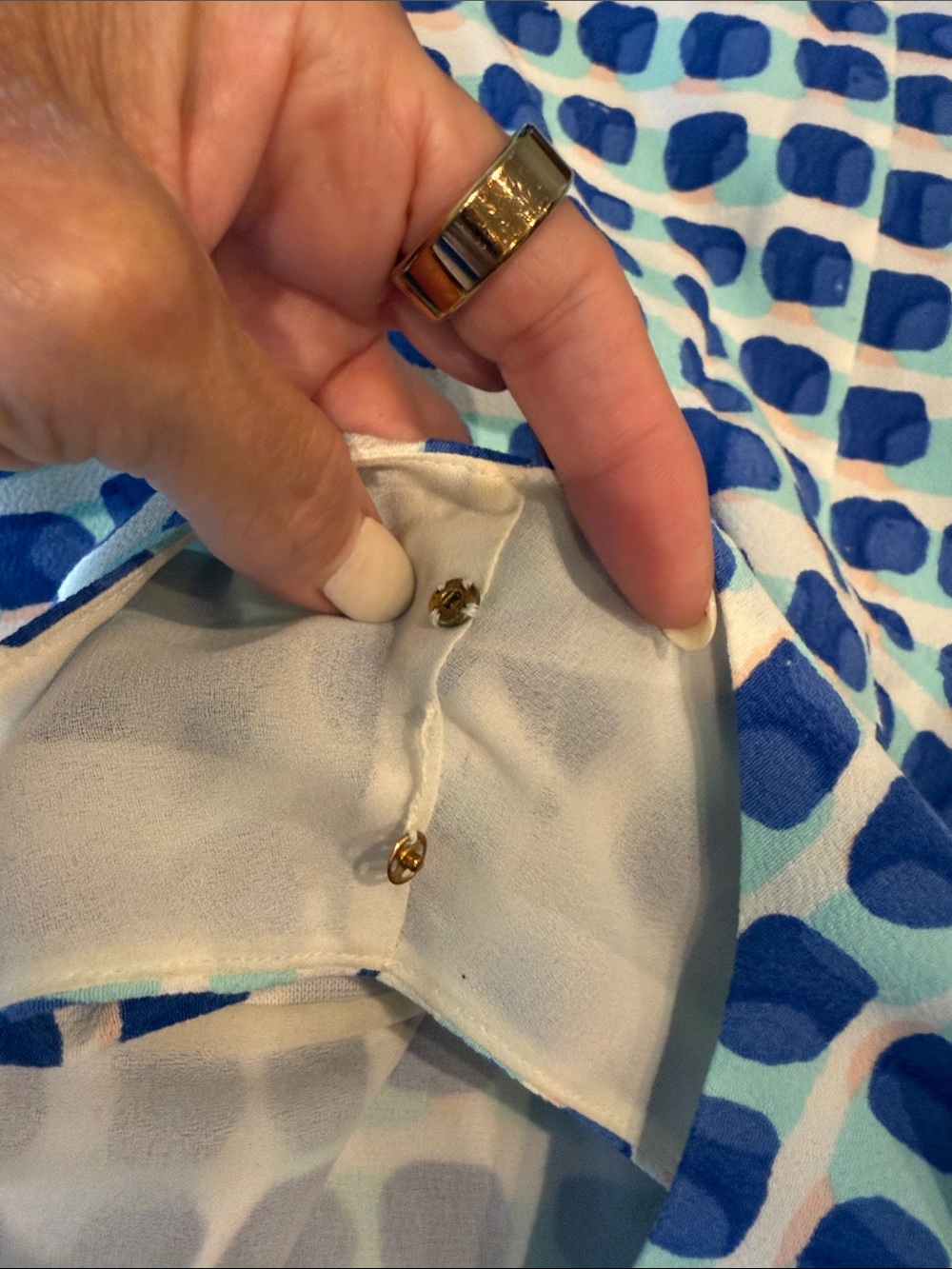 Kate Spade New York 'Island Stamp' Double Layer Blue/White Tank Top Size 8 - Picture 10 of 15